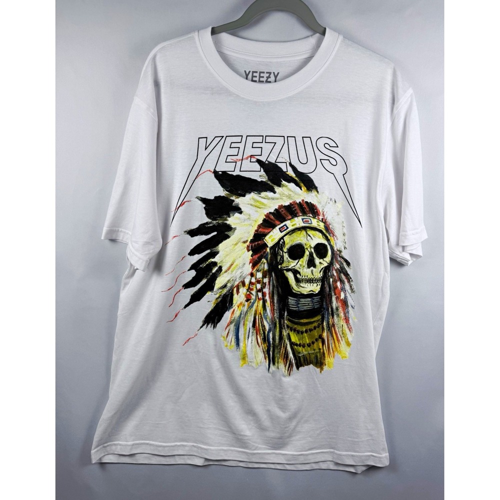 Yeezy Yeezus Men's XXL White Skull Headdress Graphic T-Shirt RN 170807